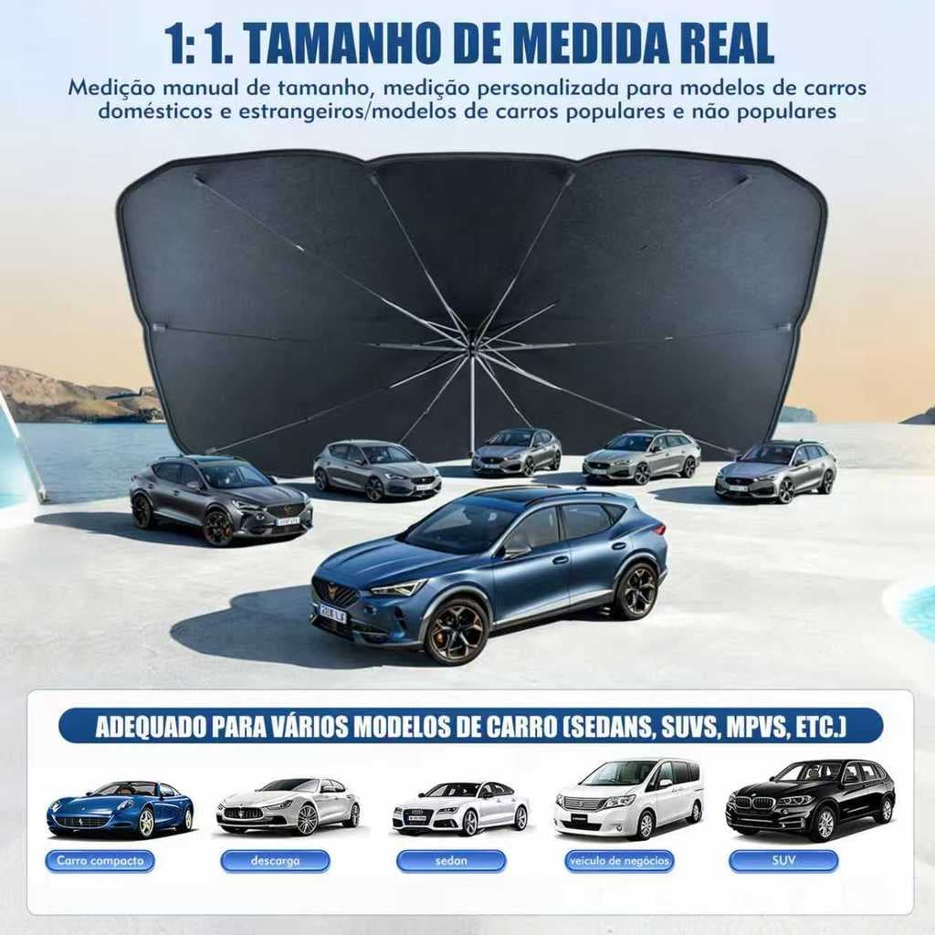 Guarda-Sol para Para-Brisa de Carro Dobrável Tipo Guarda-Chuva Protetor Solar