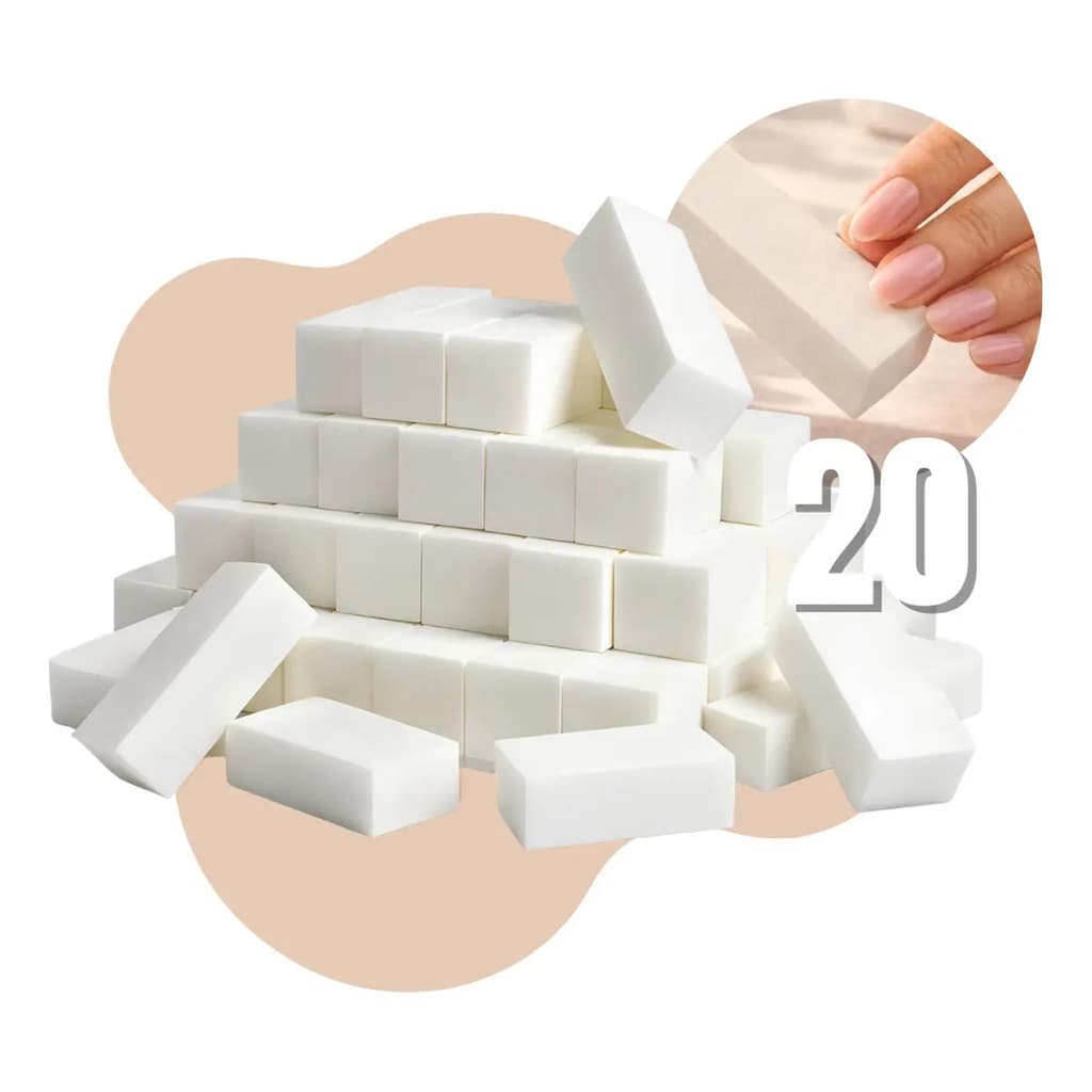 Kit 20 Lixas Bloco Polidoras Unhas Acrílico Gel Dtup