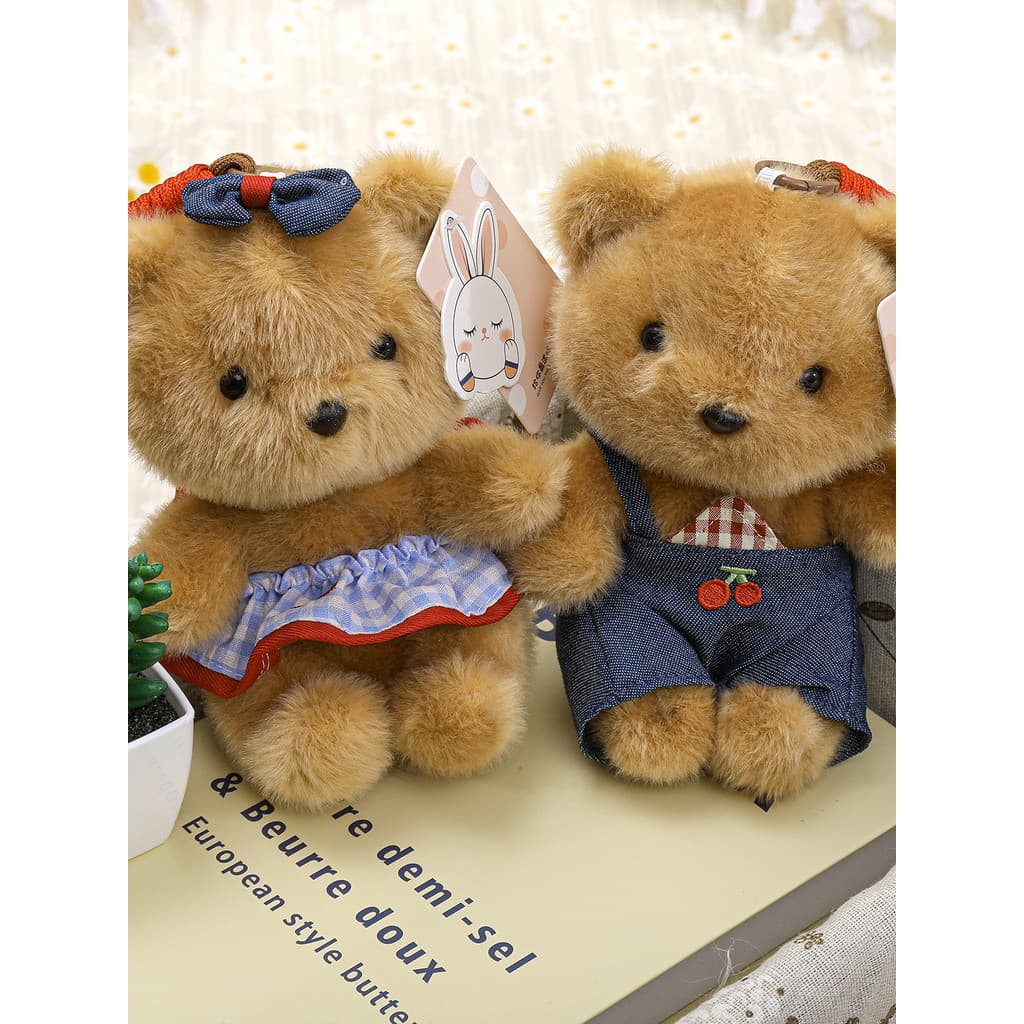 Caramelo cacau urso boneca de pelúcia pingente marrom urso de pelúcia saco de escola pingente mesmo estilo do pequeno li