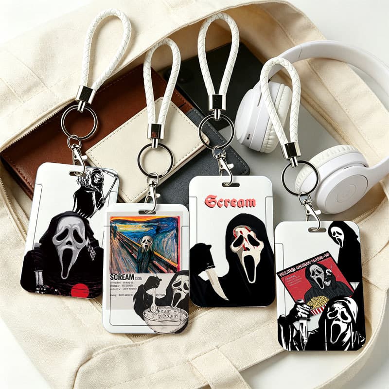 Protetor De Cartão Deslizante Bonito E Assustador Ghostface Scream Para Cartões De Identificação , Campus Transporte Púb