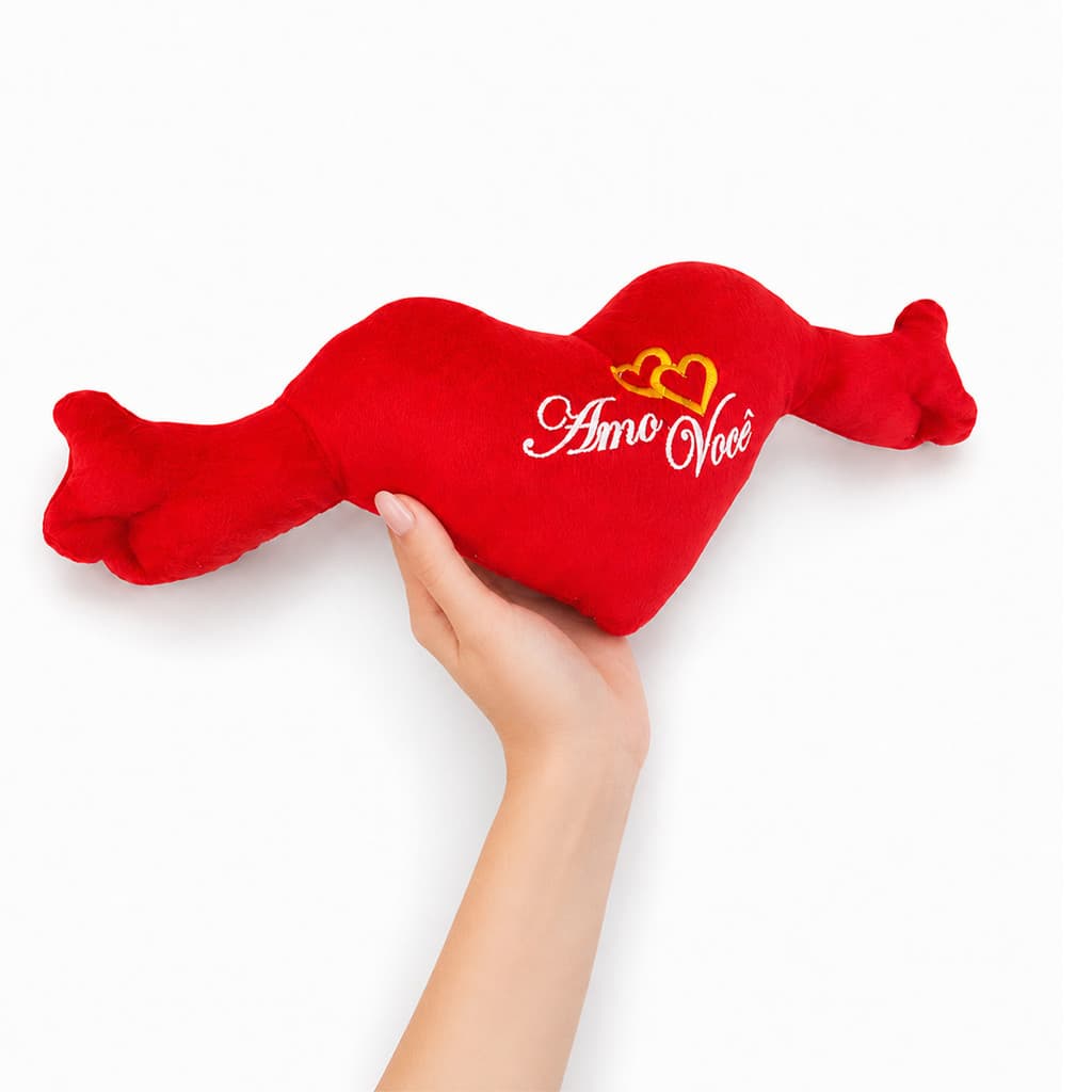 Pelúcia Decorativa Coração Eu Te Amo Vermelha com Braços para Abraço