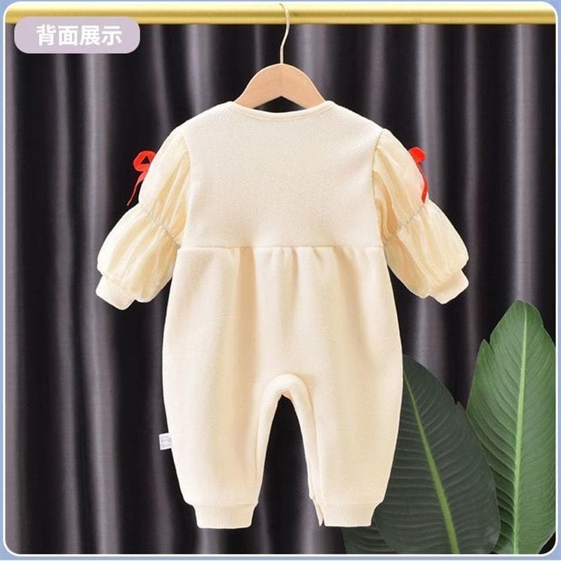 Roupas de bebê outono inverno quente macacão de lã do bebê roupas recém-nascidos estilo princesa roupas de outono roupas