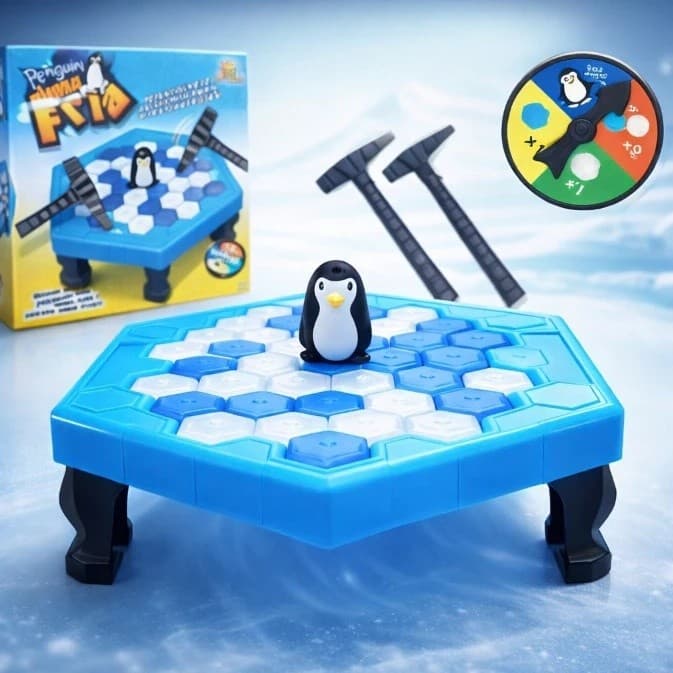 Jogo Quebra Gelo Pinguim Numa Fria Blocos Brinquedo Batendo Cubos de Gelo Tamanho Grande Art Brink