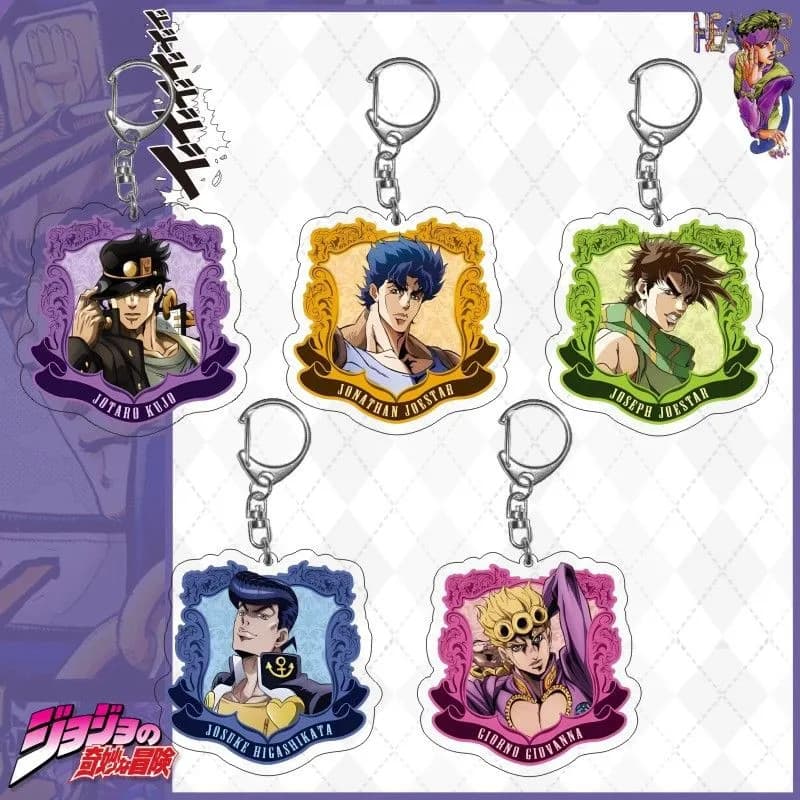 Chaveiro Acrílico JoJo's Bizarre Adventure Jotaro Kujo Anime Bolsa Pingente 5.5cm Dupla Camada Grossa Para Fãs