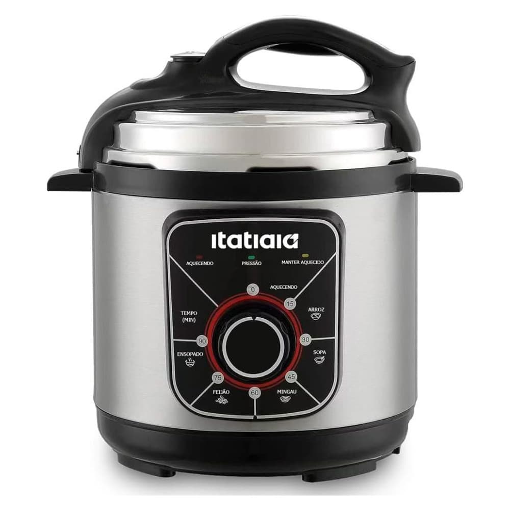 Panela de Pressão ElétricaEssencial 5L  900w Inox/Preta C/ Desligamento Automático
