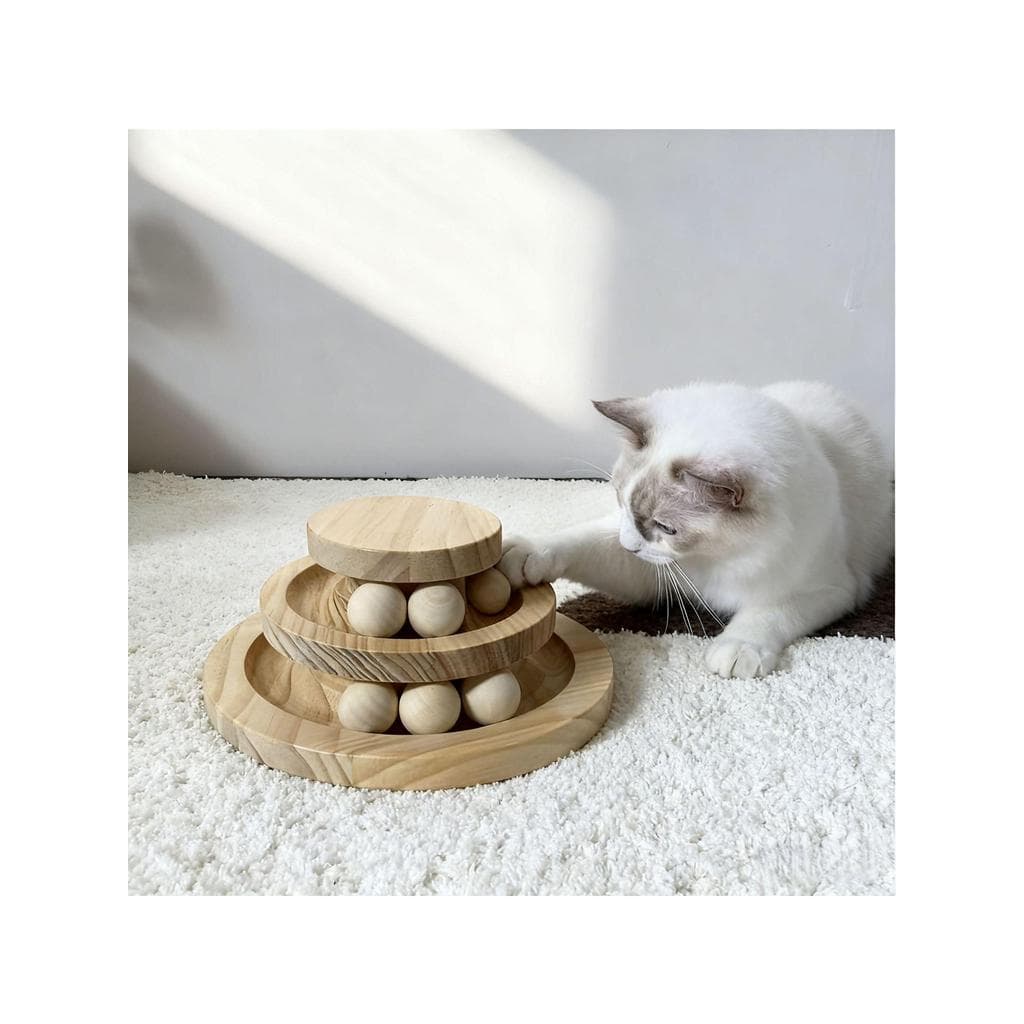 Gato brinquedos auto-feliz alívio do tédio ferramenta útil plataforma giratória de madeira maciça gato provocando vara s