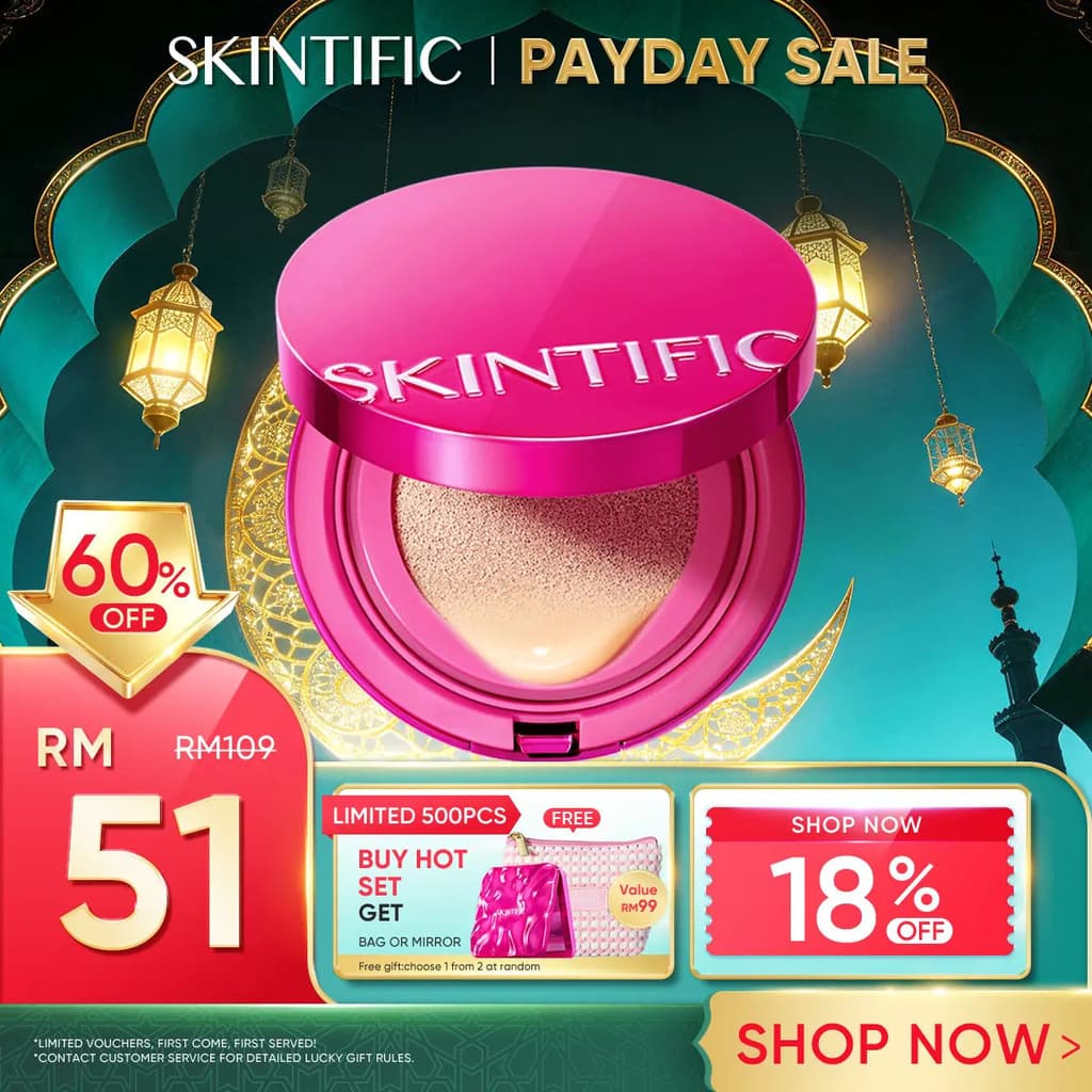 [NOVO] SKINTIFIC Cover Glow Perfect Cushion Foundation Cobertura Total Acabamento com brilho instantâneo |   Duração de
