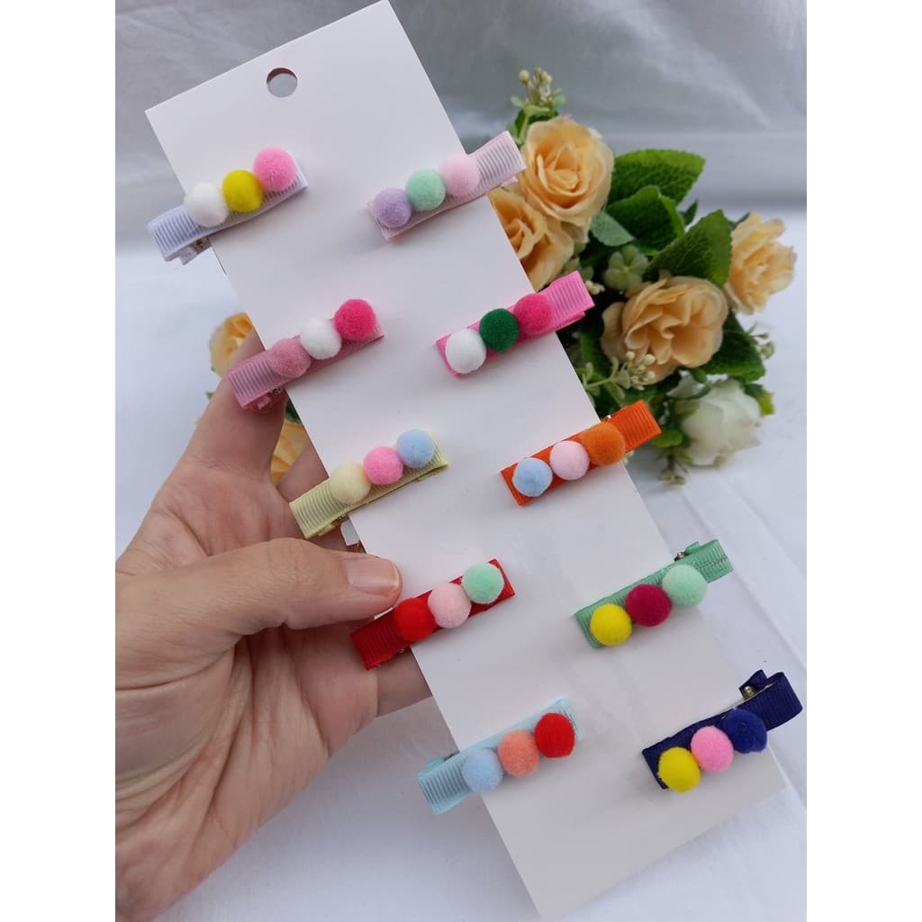 kit 10 presilhas pompom bebe menina
