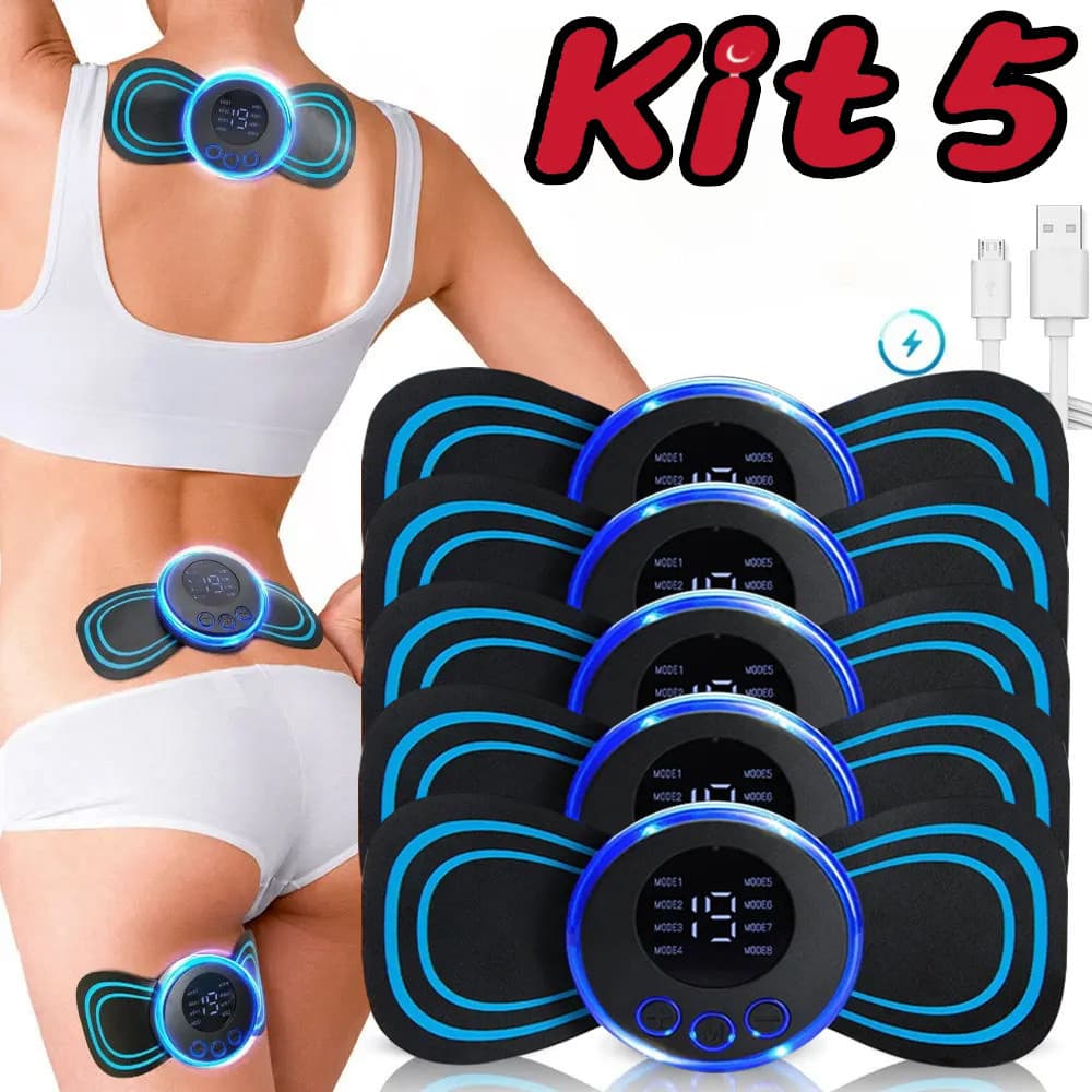 Kit 5 Massageador EMS Portátil – Terapia Muscular, Alívio da Dor no Pescoço, Lombar e Pernas
