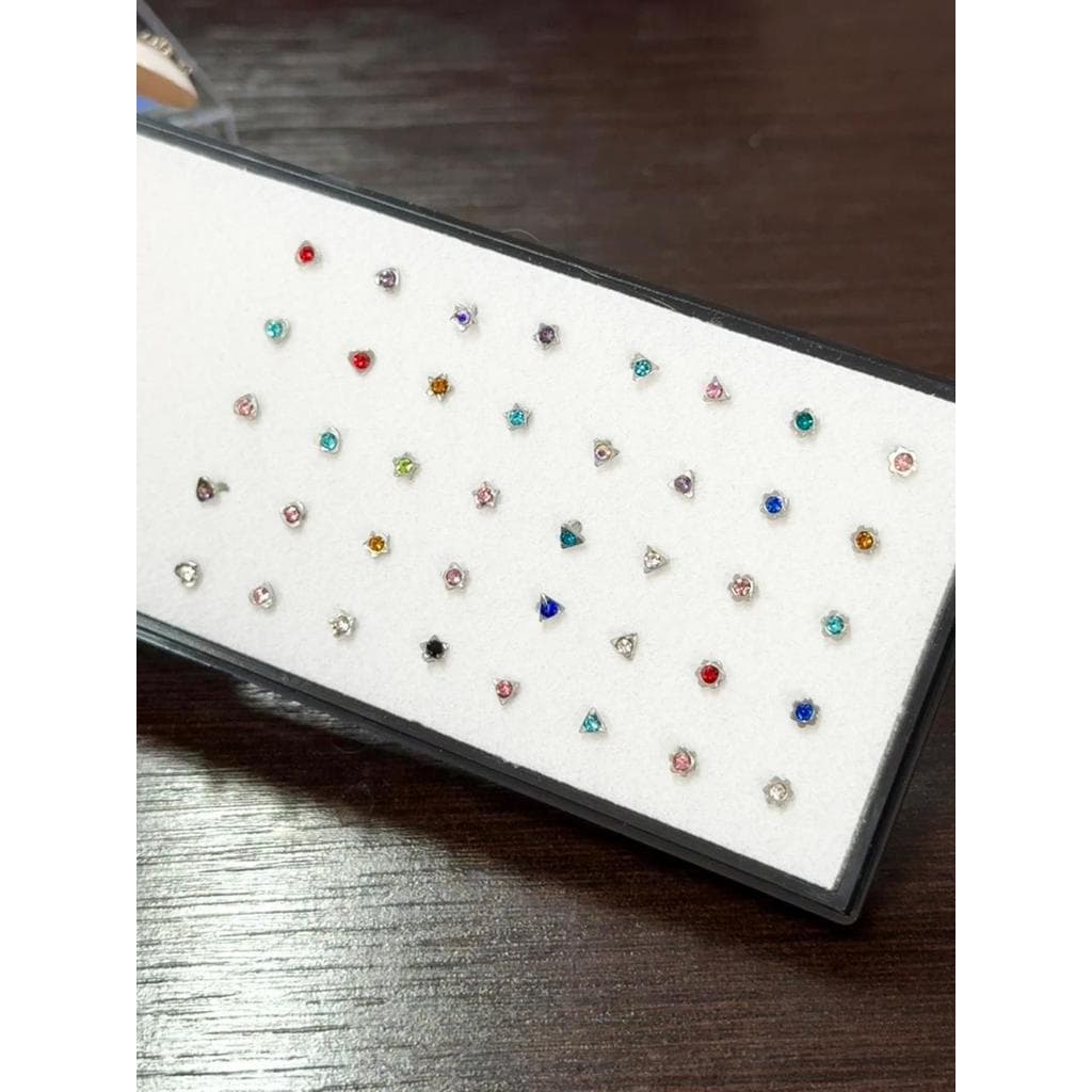 Kit 40 Piercings de Nariz Coloridos com Cristais Brilhantes – Vários Formatos
