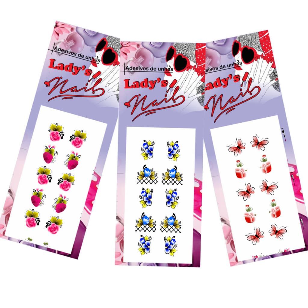 300 Adesivos de unha 3D artesanal 3D película 3D lady nails adesivos