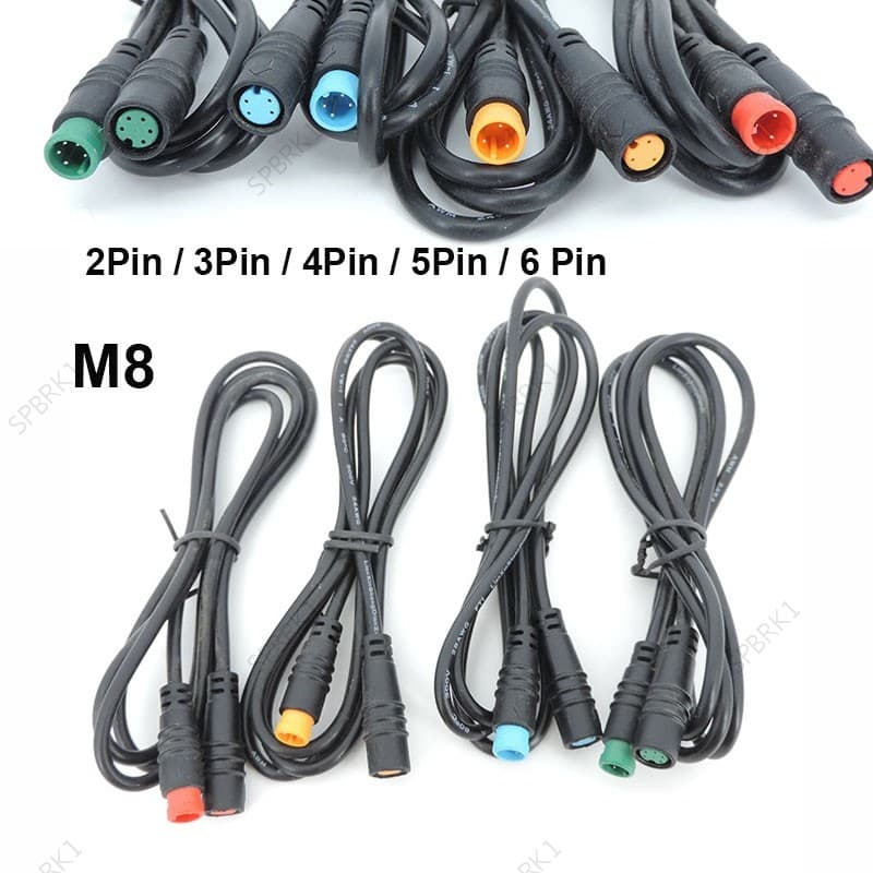 Cabo Conector De Extensão M/F Macho Para Fêmea M8 2 3 4 5 6 Pinos Elétrico À Prova D'água 1M Sensor De Velocidade BRK1