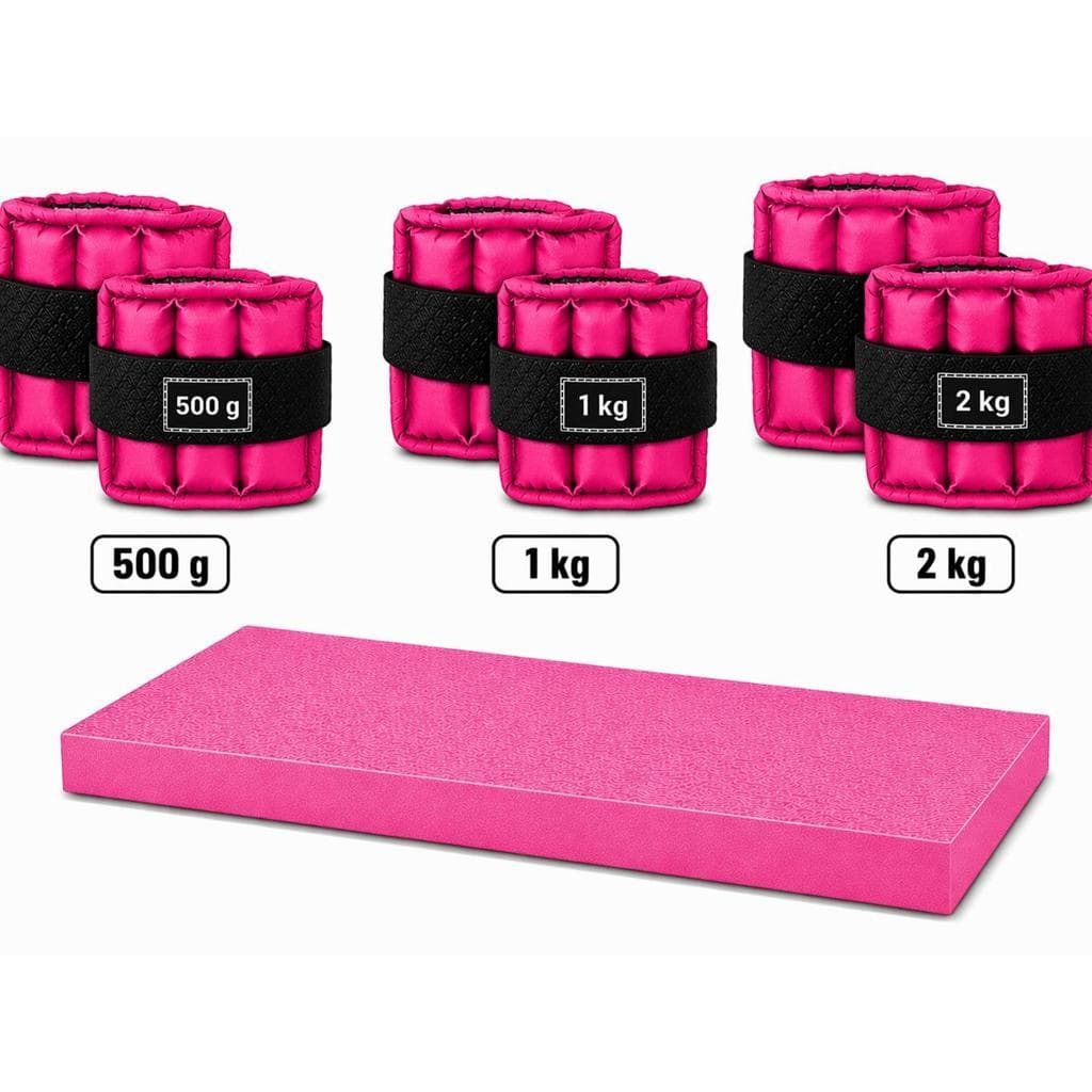 500G 1KG 2KG rosa + COLCHONETE ROSA | TREINO COMPLETO EM CASA OU ACADEMIA | AJUSTÁVEL E RESISTENTE
