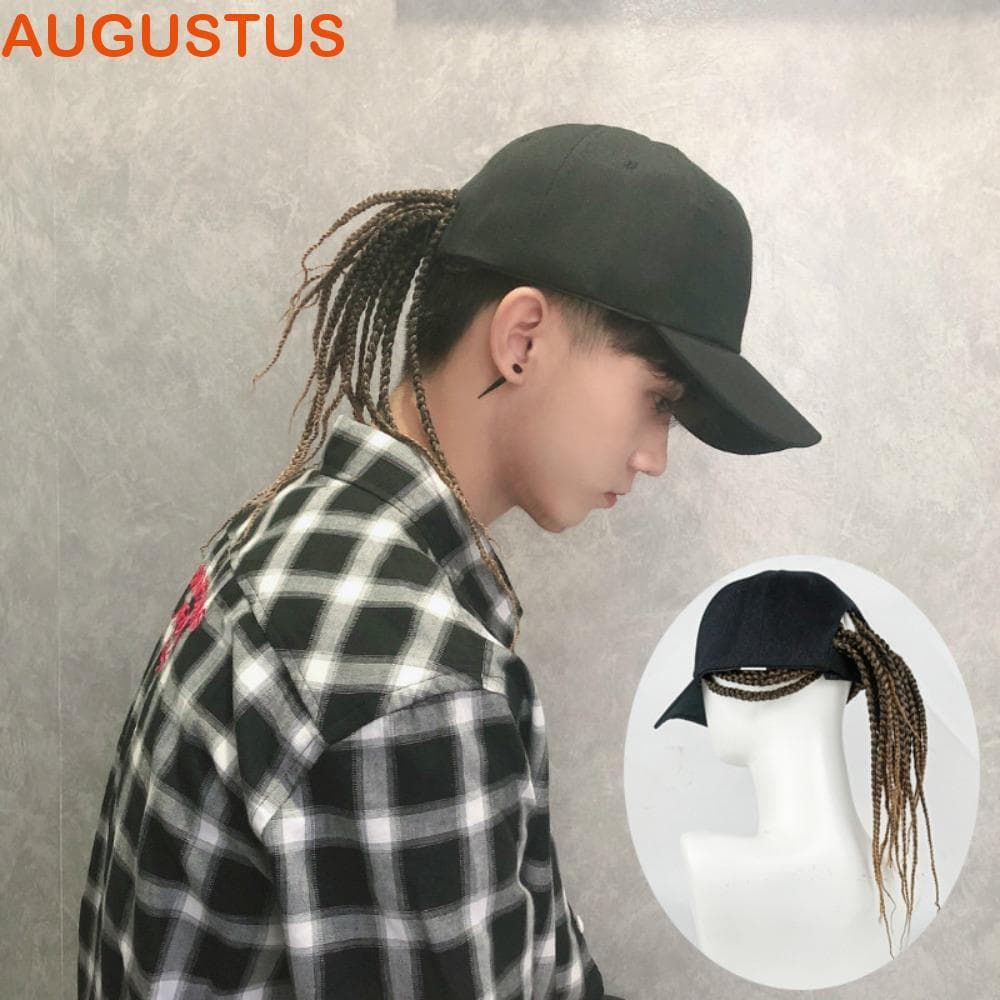 AUGUSTUS Boné De Beisebol Dreadlocks Peruca Fibra Resistente Ao Calor Extensão Do Cabelo Masculino Natural Unisex Punk H