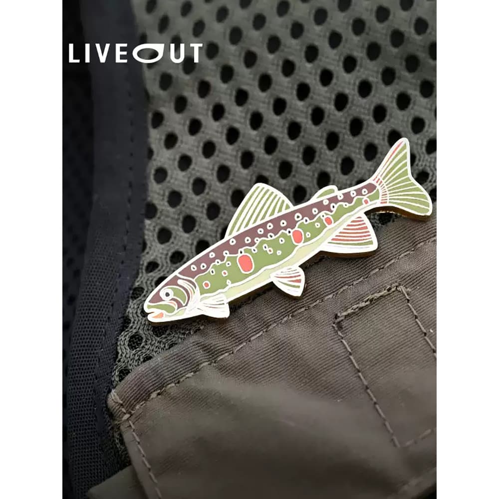 LIVEOUT emblema de peixe Design Original Qin Ling escala fina salmão Metal emblema Retro arte pequeno objeto decorações