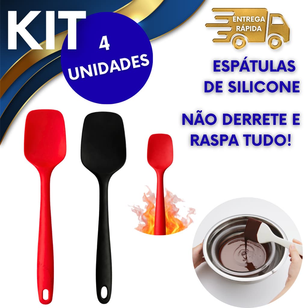 4 ESPÁTULAS DE SILICONE 30CM RESISTENTE AO CALOR ESPÁTULA DE SILICONE NÃO RISCA A PANELA