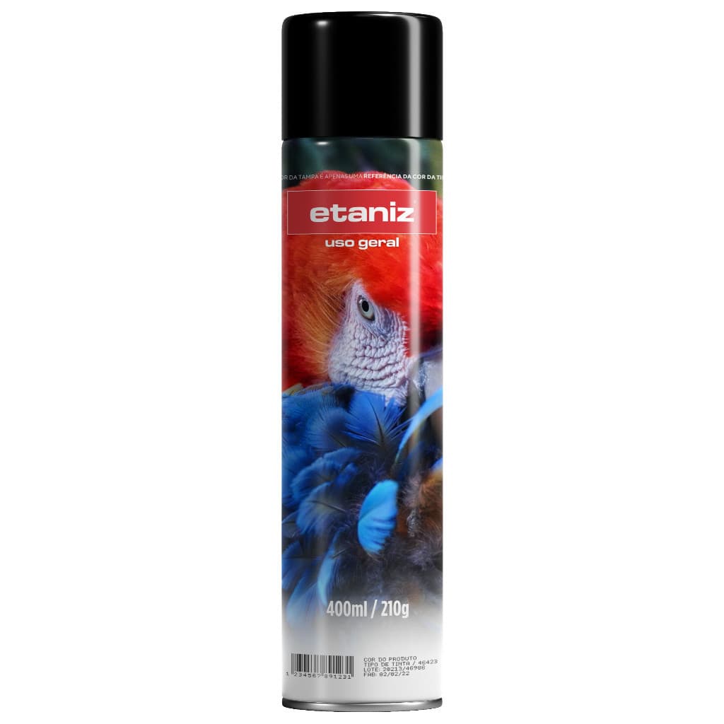 Tinta Spray Preto Brilhante 400ml Etaniz
