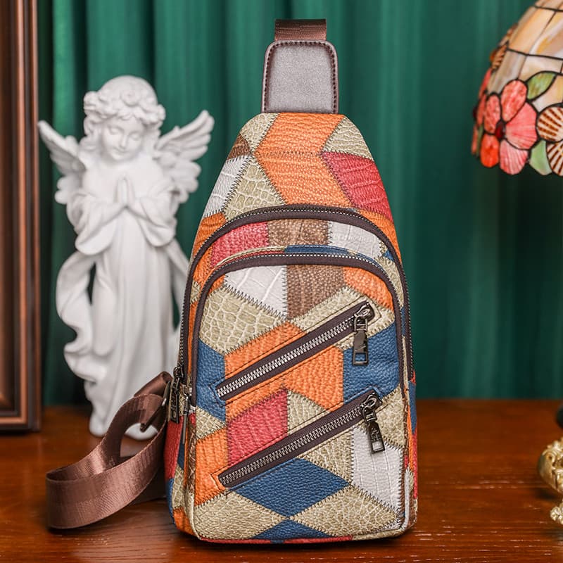 Bolsa de peito feminina 2023 novo estilo Retro moda All-Match bolsa de ombro pequena bolsa de couro macio versão coreana