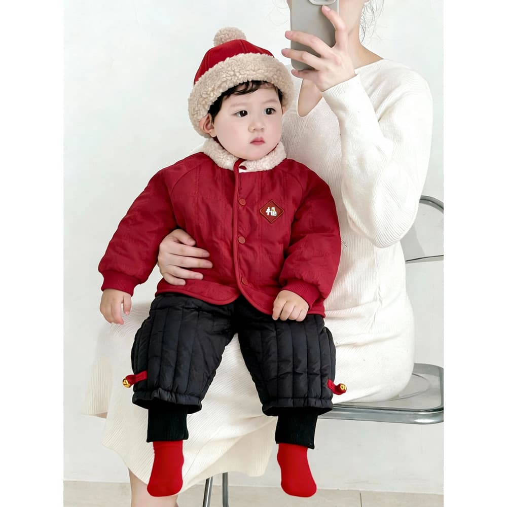 Roupas de bebê outono inverno festivo vermelho bebê ano novo roupas de ano novo terno dividido mais veludo acolchoado ro