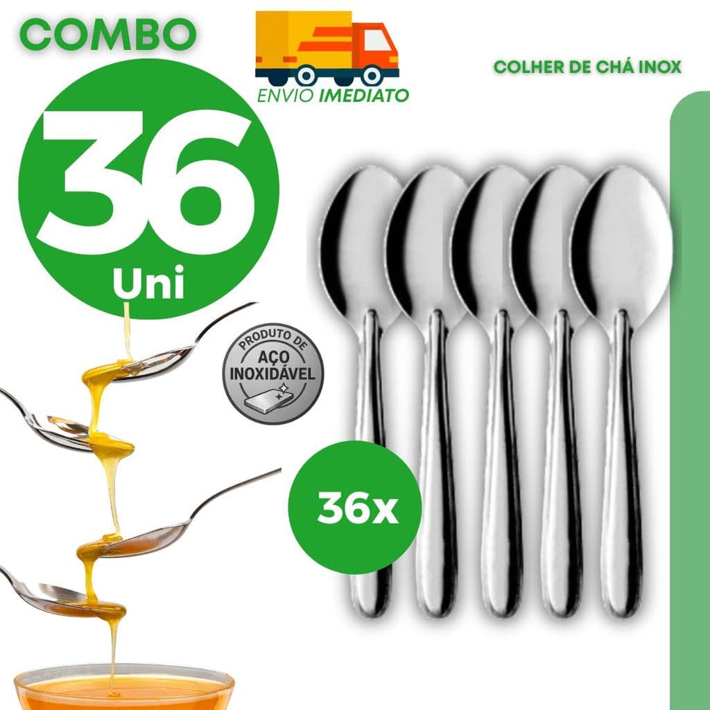 Kit Colher Chá Inox Café Sobremesa Cafeteria Restaurante Açúcar Profissional Resistente Durável