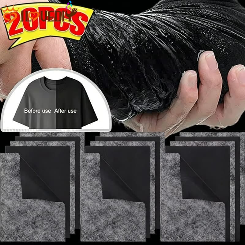 Restaurador De Cores Para Roupas Pretas Desbotadas | Pacote Com 10-20 Folhas De Tintura Roupa , Fácil Uso Na Máquina De