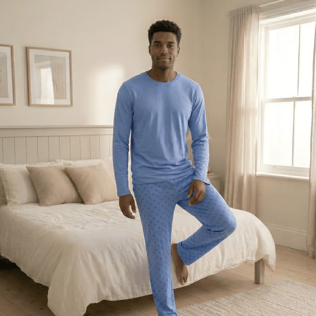 Pijama Masculino Longo Inverno Conjunto Manga Longa Calça Estampada Confortável Malha Premium