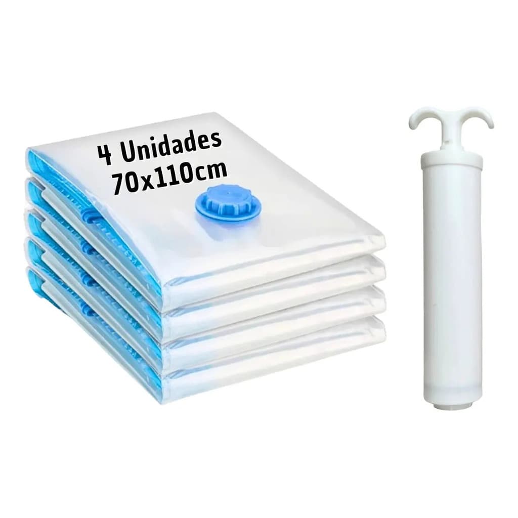 Kit 4 Sacos À Vácuo Top Útil Organizador 70x110cm Com Bomba