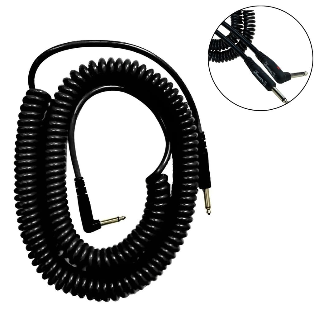 Cabo Instrumento Mac Cabos 9,15m Espiral Vintage Cor Preto
