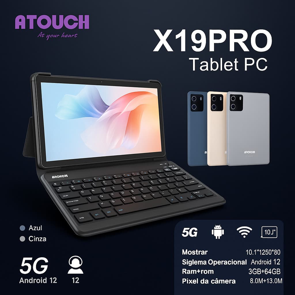 Tablet X19 Pro 10.1” | Android 12 | 3GB+64GB | WiFi 5G | Ideal para Estudo e Trabalho