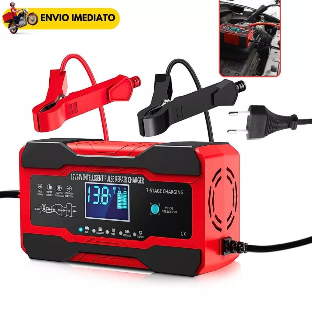 Carregador de bateria automotivo inteligente 12 V Display Digital Automático Energia Reparação Puls-envio imediato