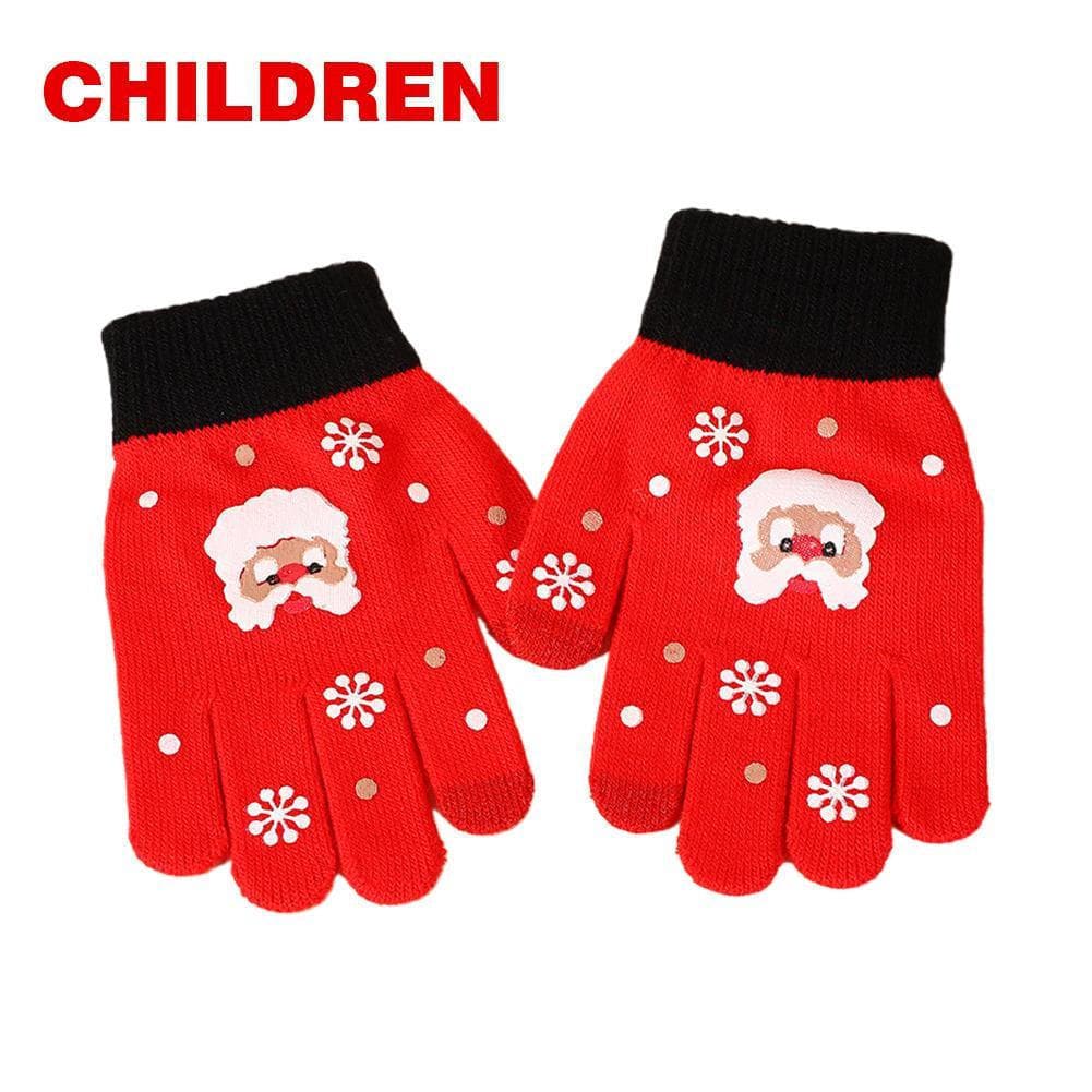Luvas De Família De Natal ! Conjunto Aconchegante De Correspondência De Papai Noel Para Adultos E Crianças , Tela Sensív