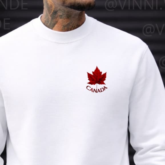 Moletom Masculino Bege Canadá Folha Minimalista Casual Algodão Conforto Premium Top