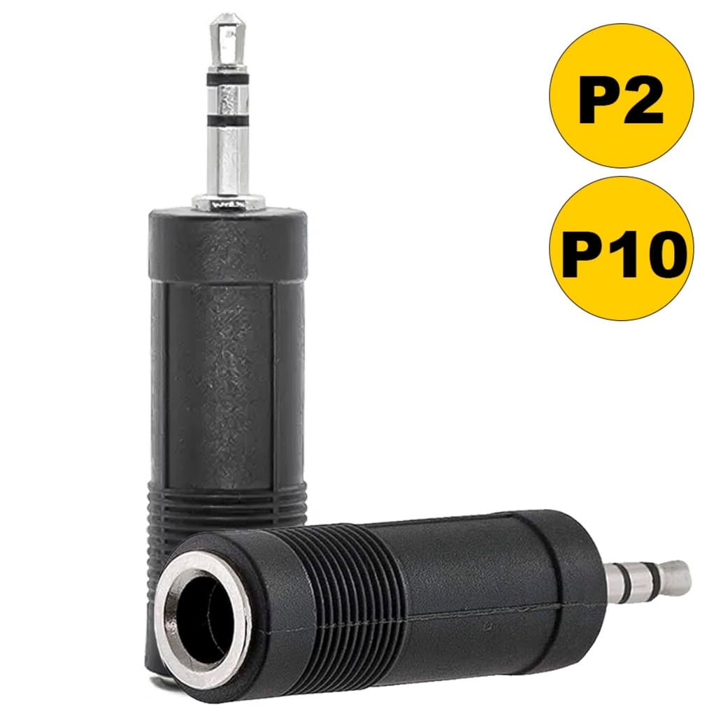 Plug Adaptador P10 Femea P/ P2 Macho Stereo Auxiliar Som