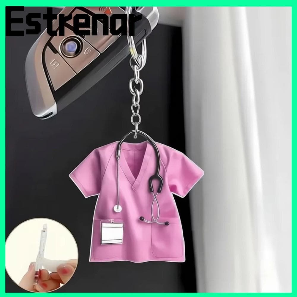 Chaveiro Uniforme ESTRENAR , De Carro Com Pingente De Etiqueta Plana 2D De Estetoscópio , Acrílico