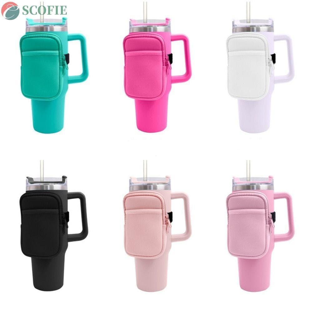 Bolsa Térmica Para Copo SCOFIE De 40 Onças , Capa Pequena Garrafa De Água De Neoprene Academia , Com Cinto Bolsos Duplos