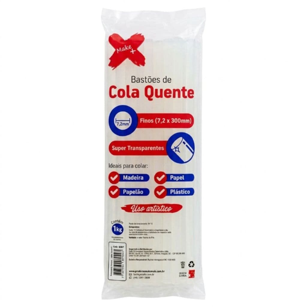 Kit C/ 10 Refil Bastão Cola Quente 7,2X300mm