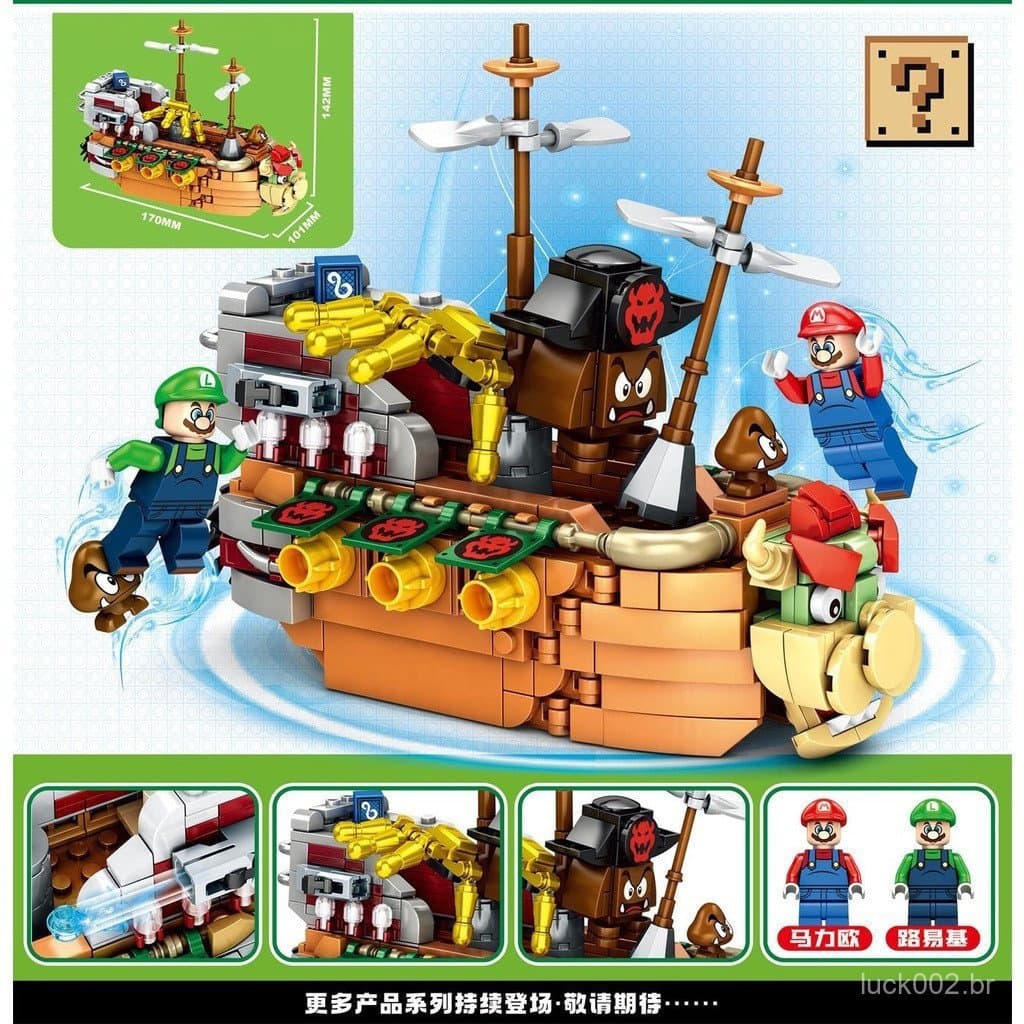 483 Peças de Blocos de Montar com Figuras em Miniatura do Super Mario e Luigi