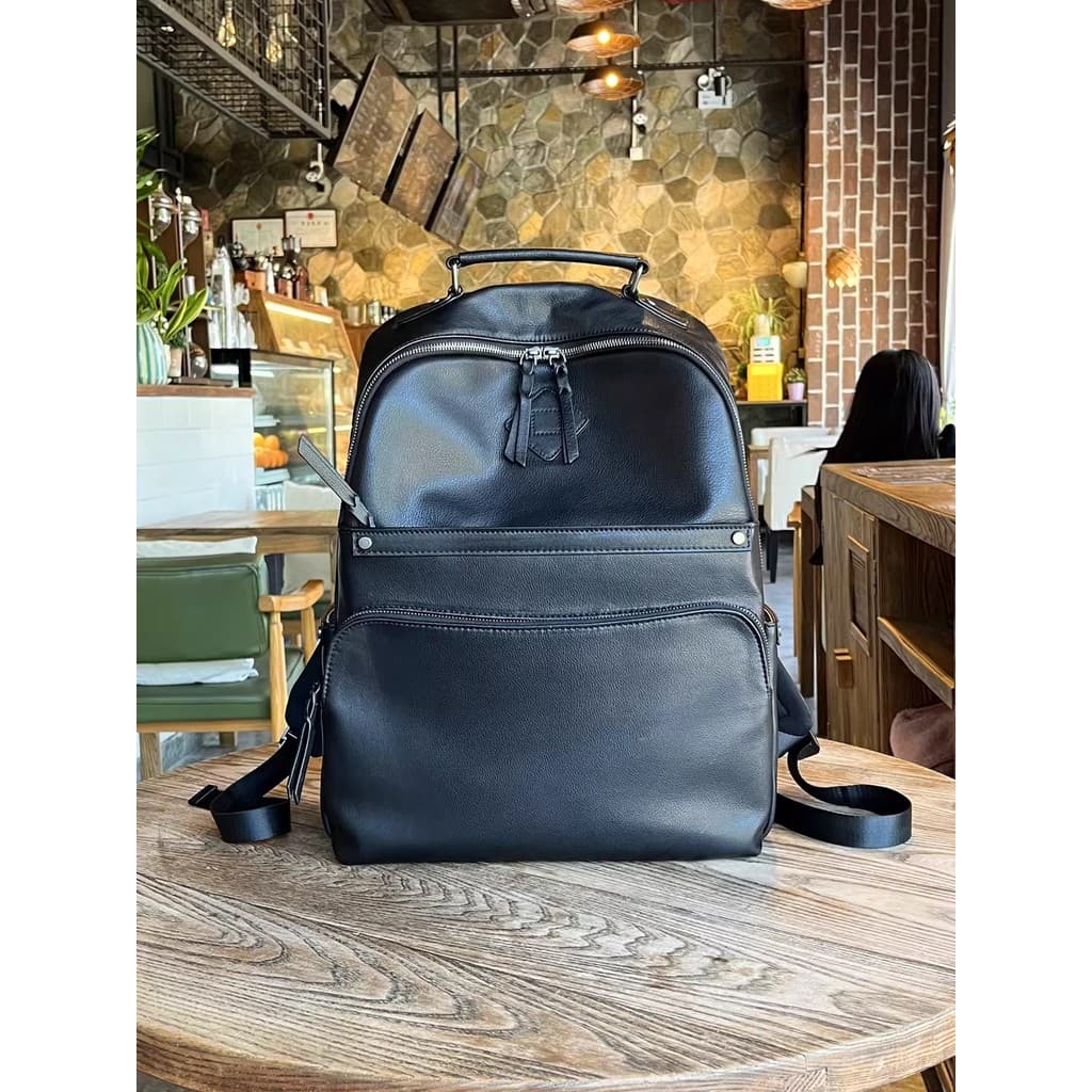 Wolf Road Couro Genuíno Primeira Camada de Couro Multifuncional Business Commuter Mochila Grande Capacidade Bolsa de Bag