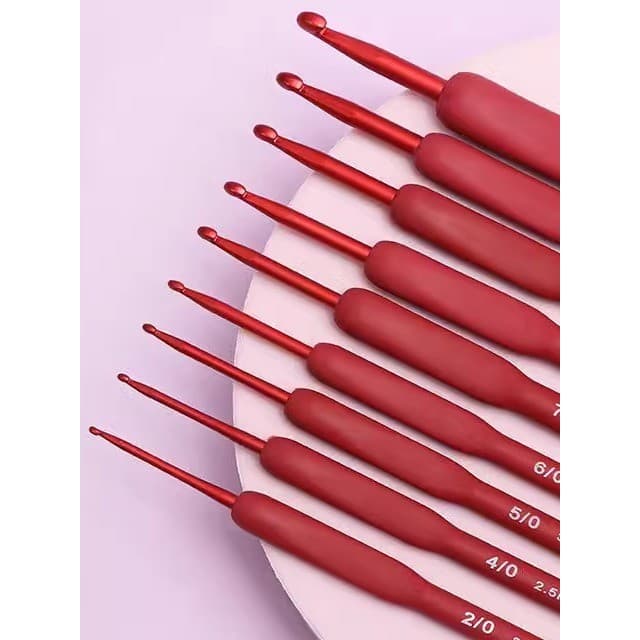 Crochê crochê vermelho alça macia crochê conjunto completo de ferramentas de Silicone conjunto de malha à mão Anti-desli