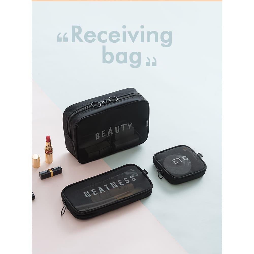 Saco de higiene portátil de viagem saco de banho feminino coreano viagem malha transparente saco de armazenamento de cos