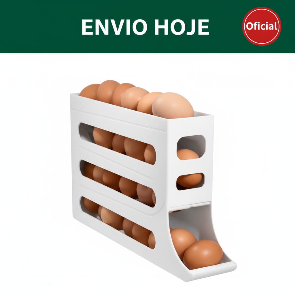 Porta Ovos 4 Andares Rolante: Organize até 30 Ovos com Estilo