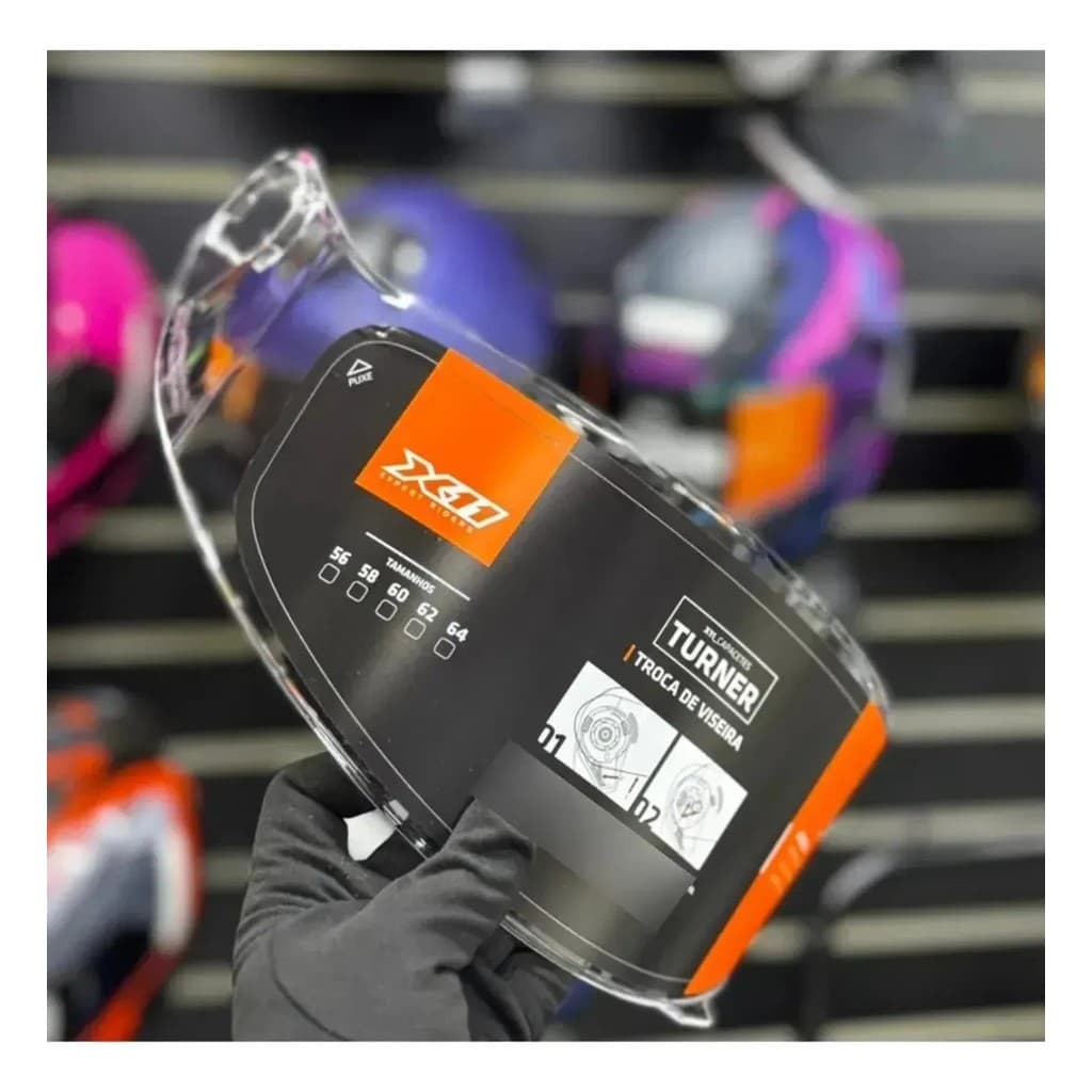 Viseira capacete modelo x11 turner original cor cristal transparente serve pra todos tamanhos