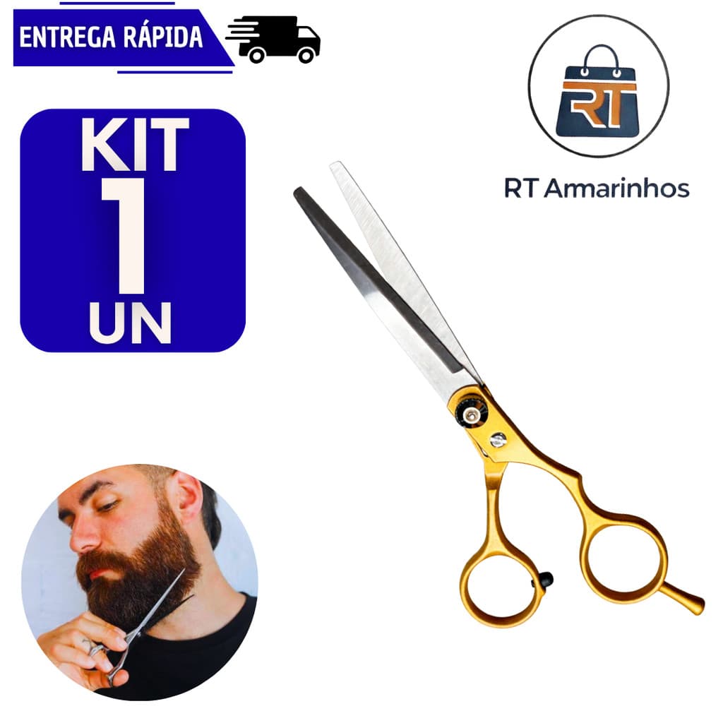 1 Tesoura Profissional 6 Polegadas Inox Corte Suave E Preciso Barbeiro Cabelo Cabeleireiro Barba Multiuso