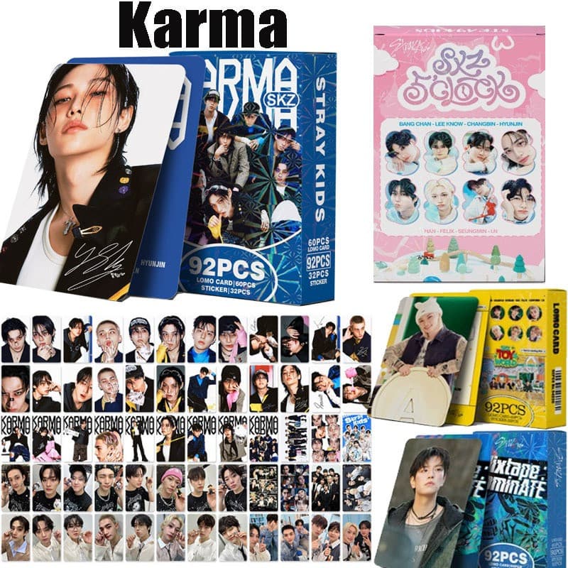 StrayKids 92 Cartões Lomo da coleção de ídolos Stray Kids, 92 adesivos de produtos de celebridades MNMA