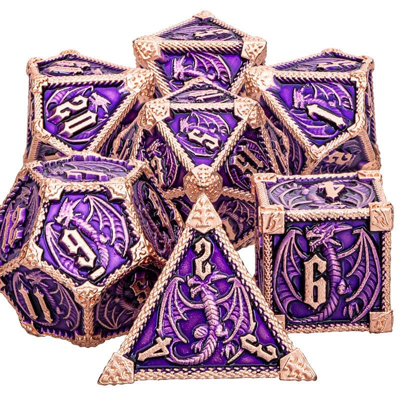 D + Metal Policarbonato Roxo RPG handmade Dragon Dice Set Para Dingeons E Dragões RR5U
