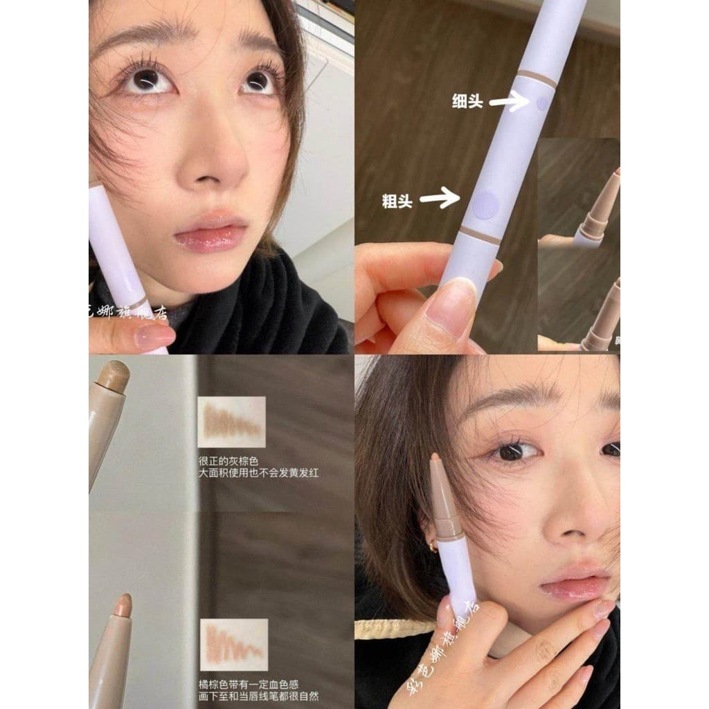 Pingdi subindo piso alto dupla cabeça Multi-Purpose contorno caneta fosco sombra Facial sob deitado bicho da seda lábio