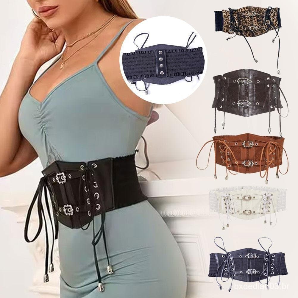 Retro Elástico Laço Cinta De Couro Cinto Outerwear Pirata Cosplay M4f1