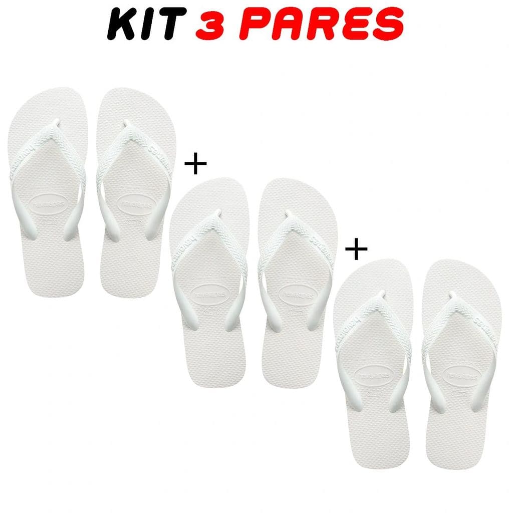 Kit 3 Chinelos Masculino Branco Confortável