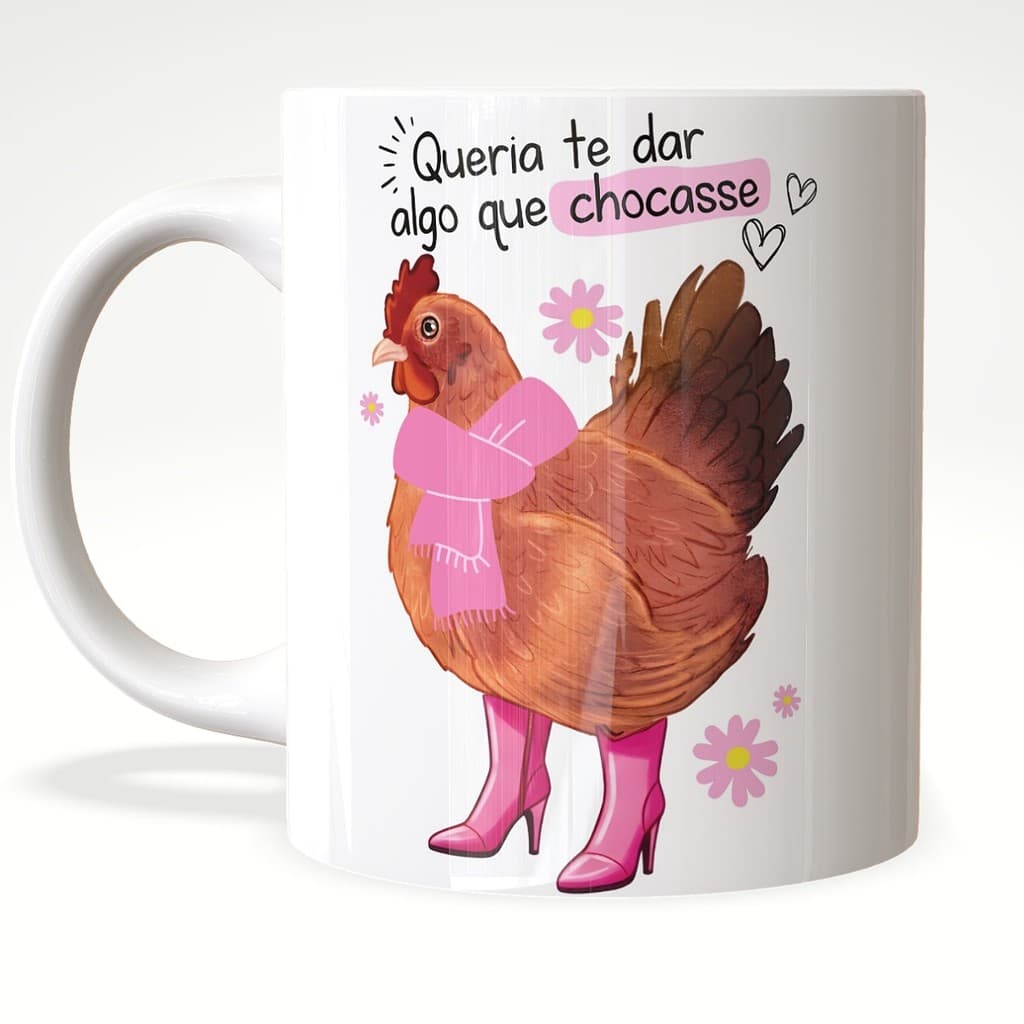Caneca Engraçada Galinha Queria Te Dar Algo Que Chocasse Presente Criativo Porcelana 325ml – JURO