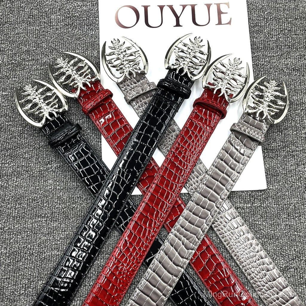 Cinto de metal resistente com padrão de crocodilo para mulheres, cinto decorativo casual de alta qualidade para combinar